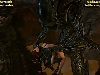 Samus Aran fucked changeless away from Aliens Xenomorph Hardcore 3D porn
